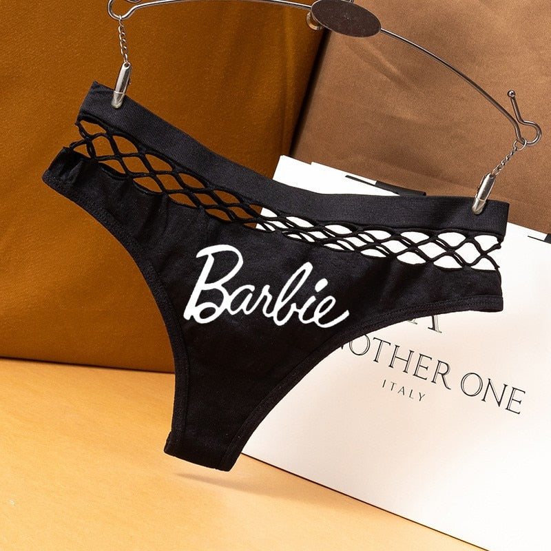 Barbie Princess Sexy Fishnet Hollow-Out Sports Thong Panties for Women - Y2K Fashion Bikini Briefs for Workout, Party & Lingerie