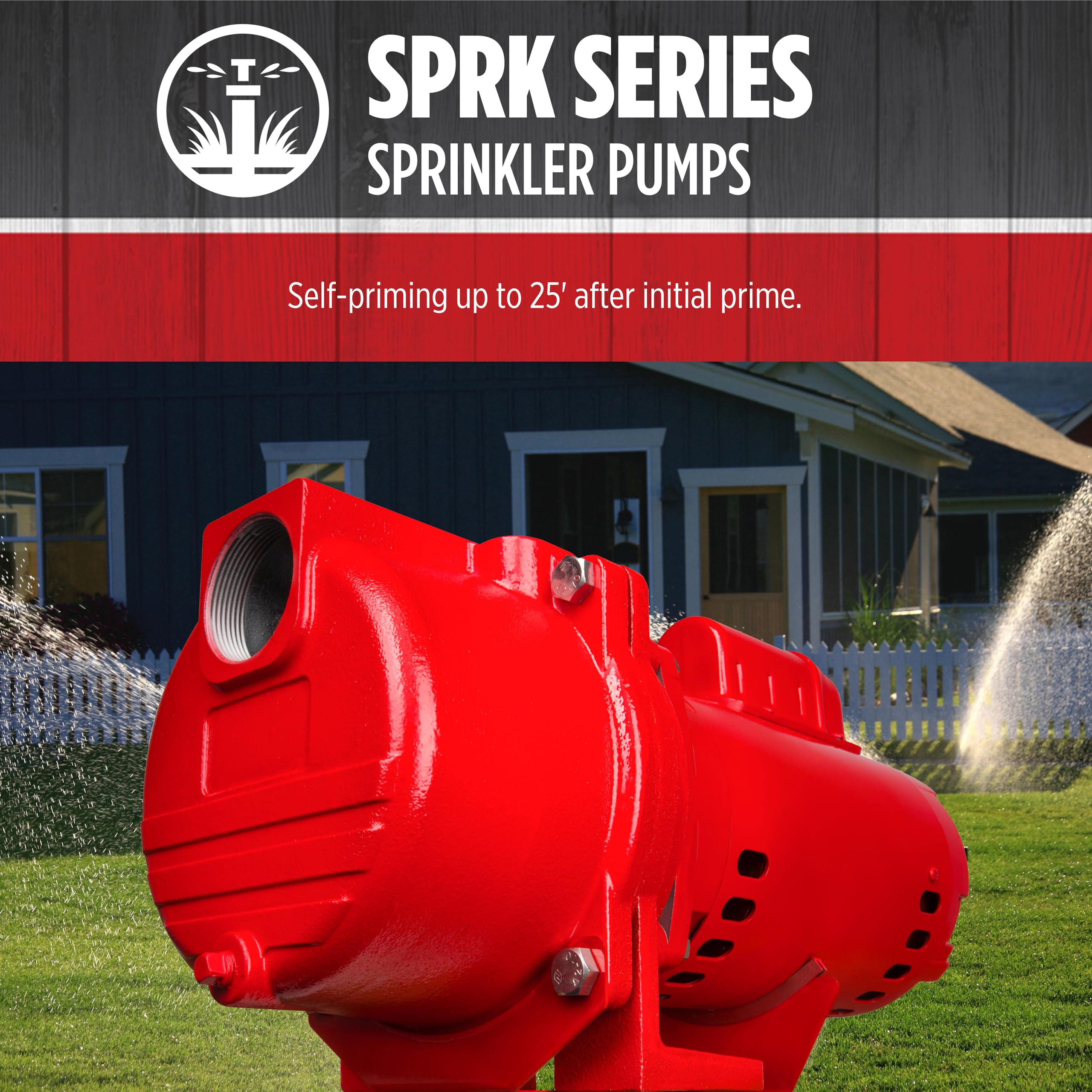 Red Lion RL-SPRK150 1.5 HP Cast Iron Sprinkler Pump - 115/230 Volt, 71 GPM, Thermoplastic Impeller (Model 97101501) - Perfect for Lawn Irrigation, Garden Watering & Agricultural Applications