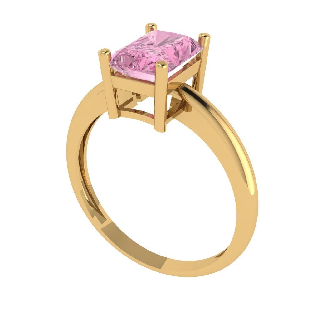 1.75ct Radiant Cut Pink Simulated Diamond Engagement Ring - 14K Yellow Gold Solitaire for Women | Wedding, Bridal, Anniversary Gift Idea | Elegant Jewelry for Proposals & Special Occasions