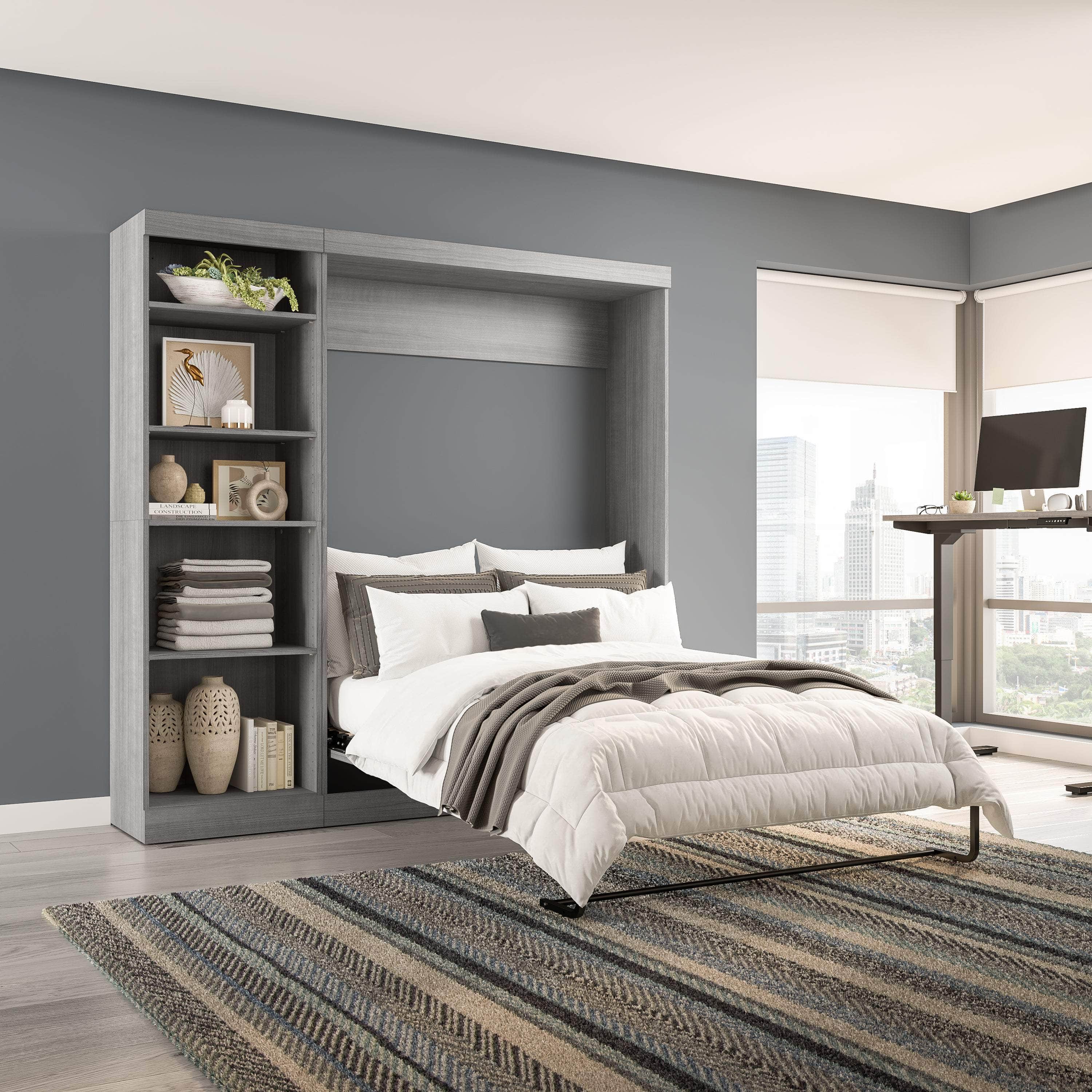 Pur Full Murphy Full Bed with Storage Unit (84W) - 7 Color Options | Space-Saving Wall Bed for Small Apartments & Guest Rooms