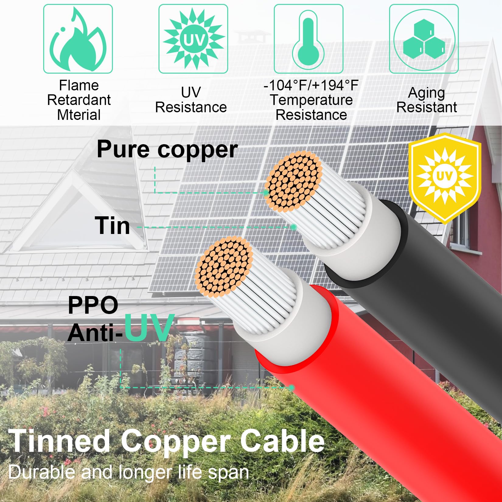 10AWG Solar Panel Connectors Y Branch Adapter - Tool-Free FMM/MFF Parallel Connector Cable for 2 Solar Panels | Perfect for RV, Off-Grid & Home Solar Systems