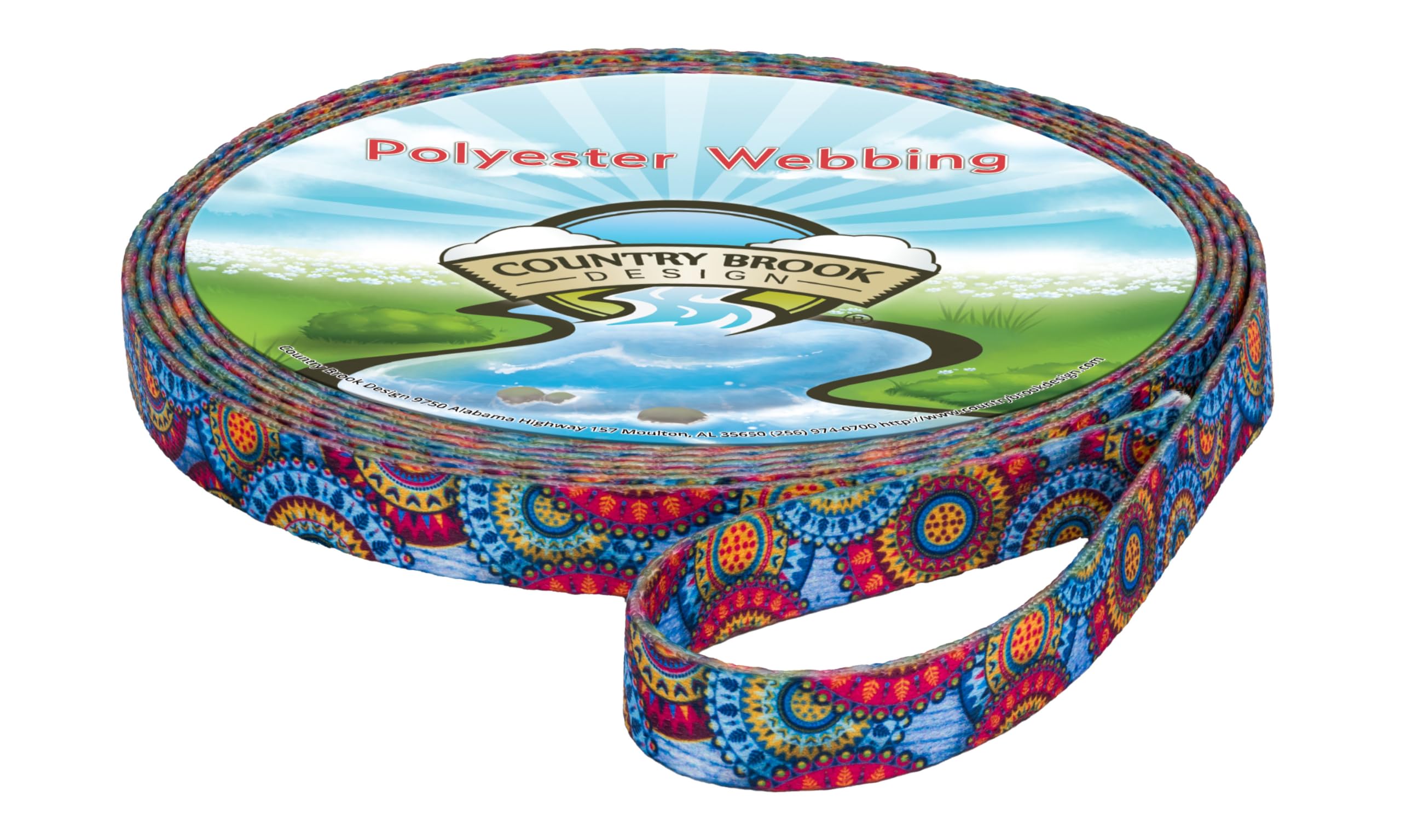 Country Brook Design - Sky Mandala Polyester Webbing for Yoga Straps, Dog Leashes & DIY Craft Projects | Durable & Colorful Webbing Material
