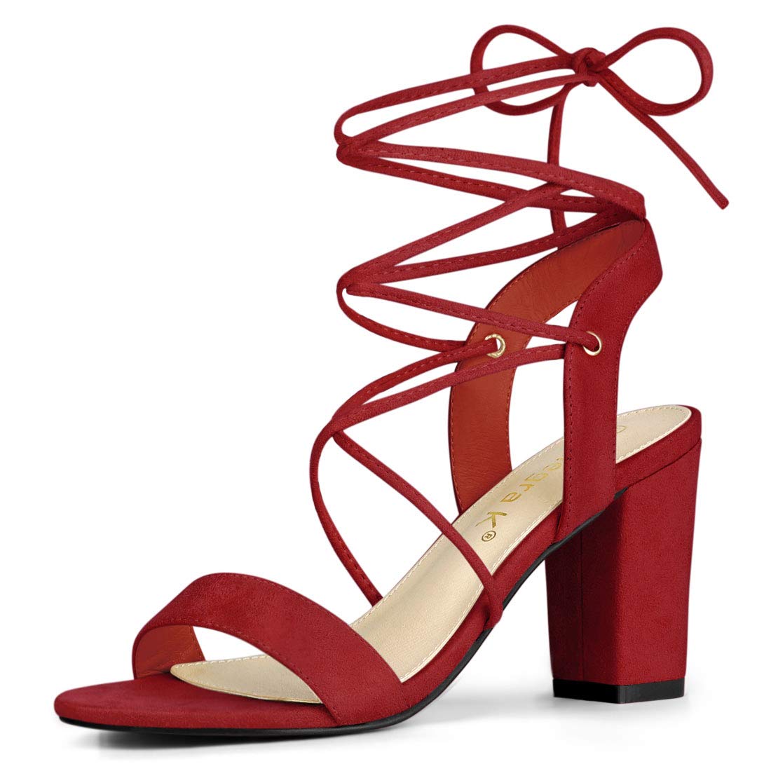 Allegra K Women's Clear Strap Block Heel Lace Up Sandals - Comfortable Chunky Heel Dress Shoes for Wedding, Party & Evening Occasions