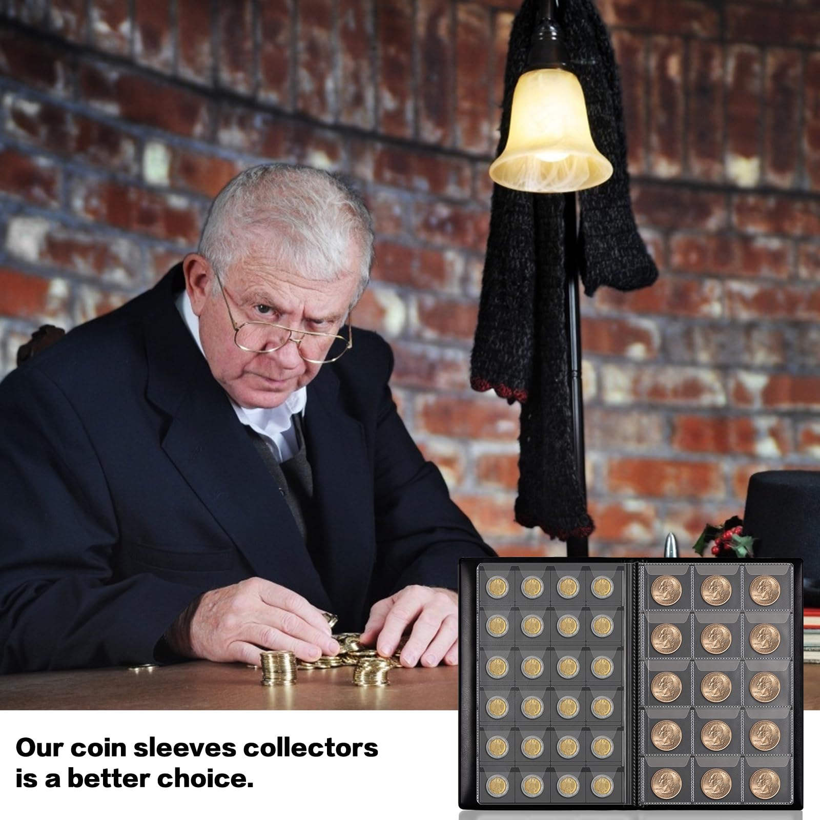 Premium Coin Collection Book Holder Album for Collectors - 300 Pockets Coin Display Storage Case with Protective Sleeves - Organizer Box for Money, Currency & Penny Collections (Dark Blue) - Perfect for Coin Collectors, Numismatic Displays & Gift Giving