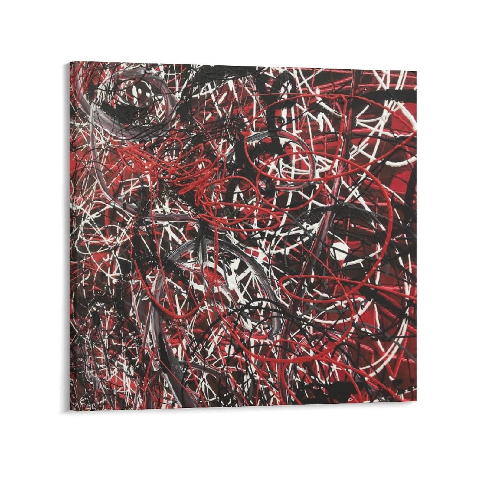 Jackson Pollock Style Abstract Red Canvas Art - Handmade Modern Fine Art Wall Decor | Perfect for Living Room, Home Office, Bedroom & Gifts | Unique Painting Poster for Contemporary Interior Design