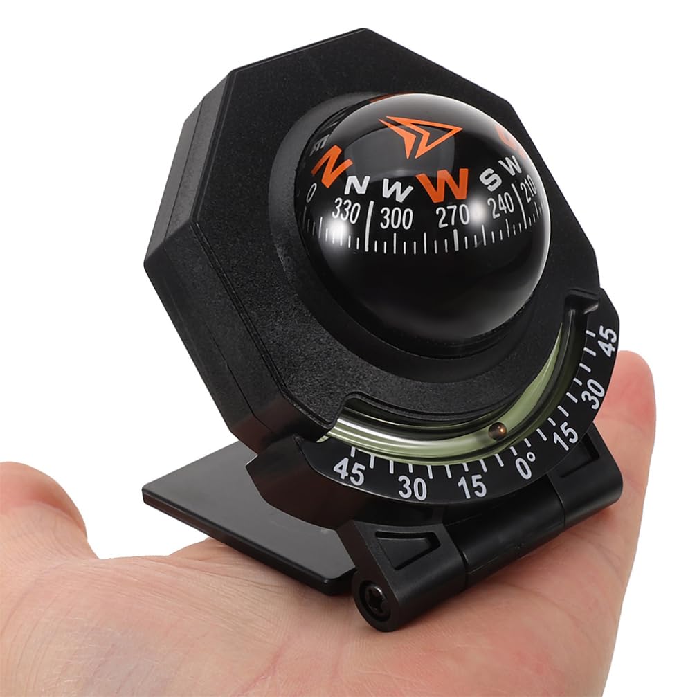 2Pcs Car Compass with Inclinometer - Marine & Dashboard Mounted Foldable Compass for Boats, SUVs & Off-Road Vehicles | Perfect for Navigation, Camping & Outdoor Adventures