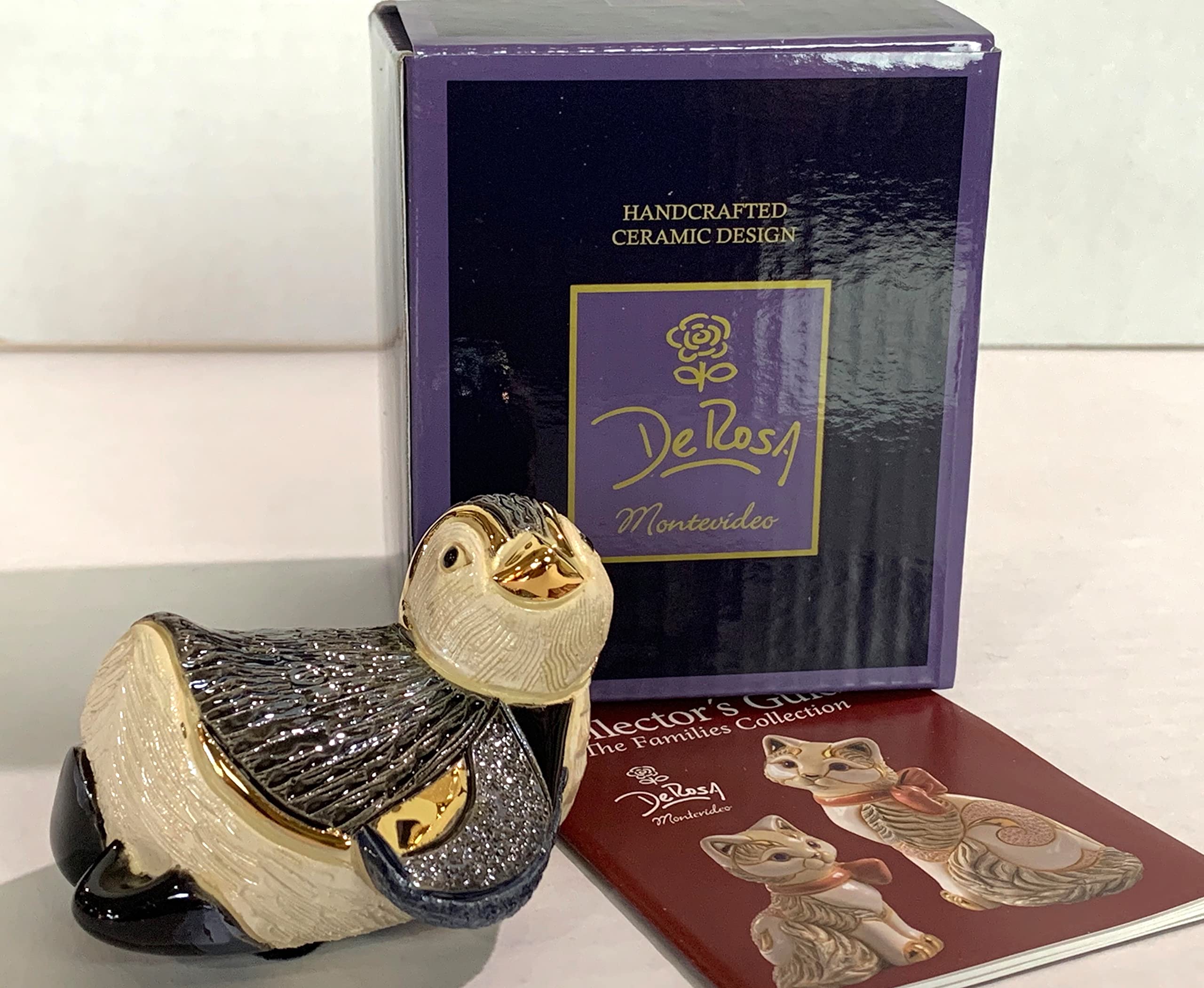 De Rosa Handmade Sculpted Ceramic Baby Penguin Sliding Figurine - Cute Collectible Animal Decor for Home, Office & Nursery - Perfect Gift for Penguin Lovers & Family Collections