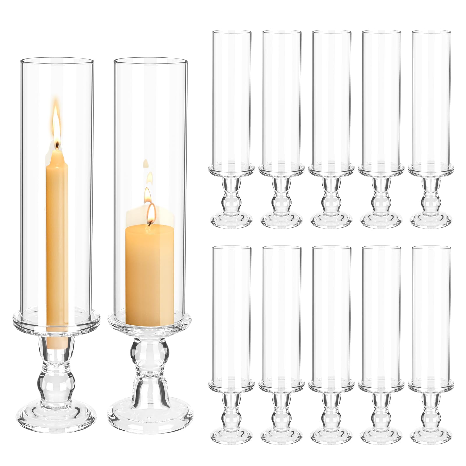 Showgeous 12 Pcs Hurricane Candle Holders - 13.8