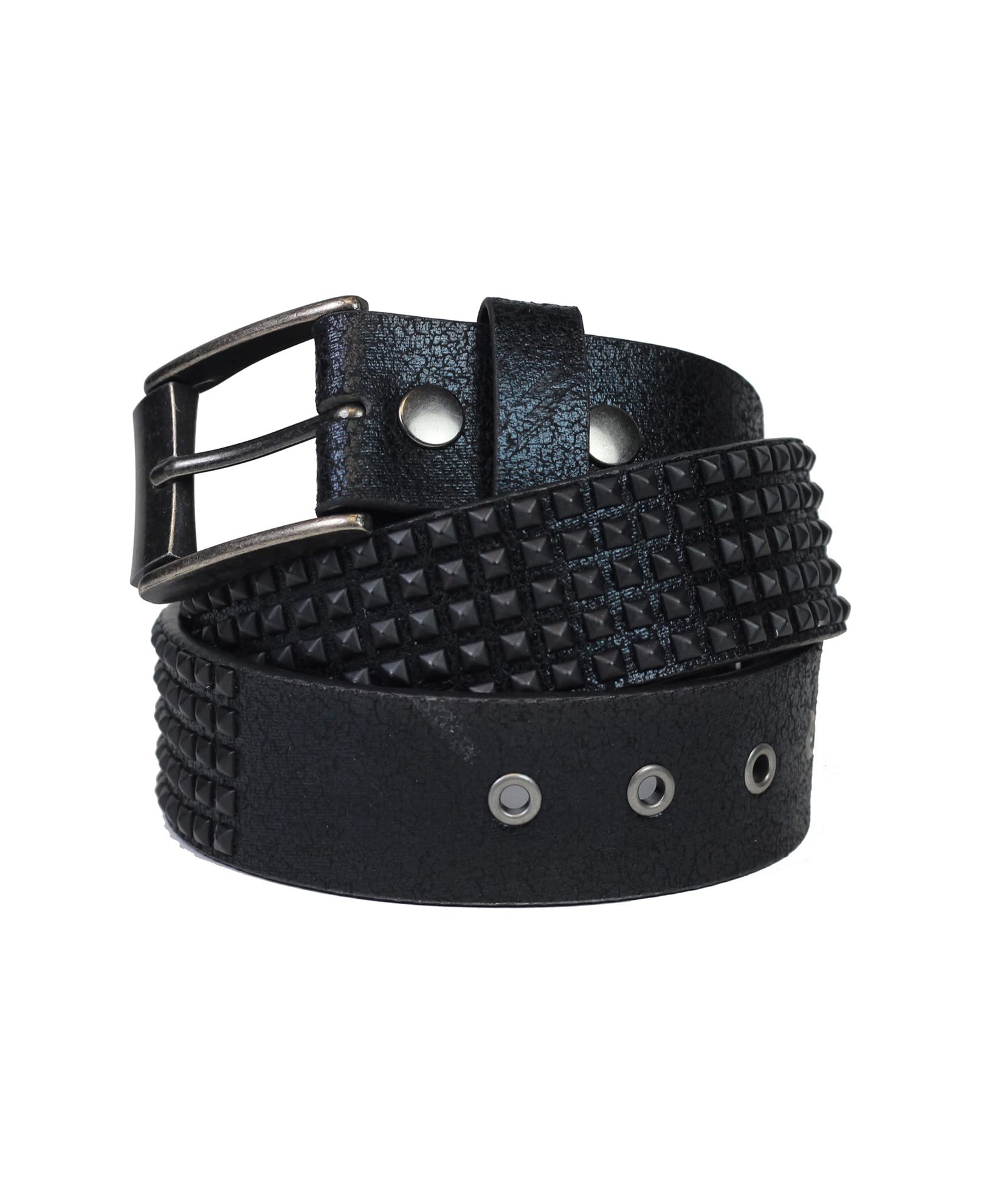 Lowlife of London 5 Row Pyramid Studded Leather Belt for Men & Women | Punk Goth Rock Fashion Accessory | Perfect for Concerts, Parties & Alternative Style Outfits
