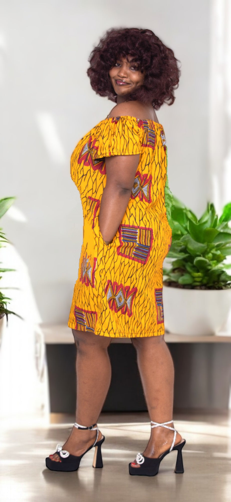 Stylish African Print Dress with Umoja Orange Design - Dupsie's DPUMAD51 for Women | Perfect for Cultural Events, Parties & Summer Outfits