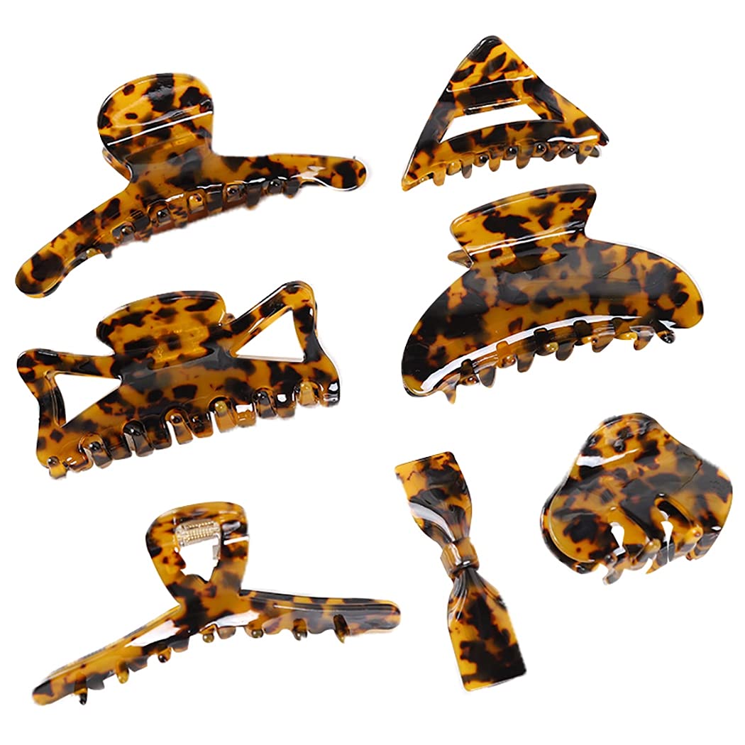 Stylish COSYOO 7-Piece Large Hair Claw Clips Set - Acetate Material with Interlocking Teeth for Strong Hold & No Slip - Perfect for Ponytails, Updos & Everyday Hairstyles (Elegant Hair Barrettes & Jaw Clips)