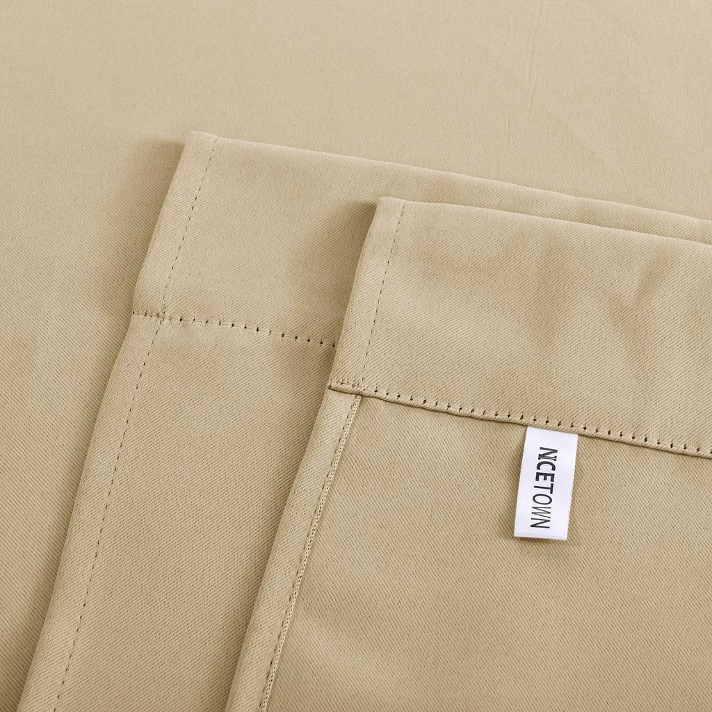 NICETOWN 45 Inch Short Curtains for Small Windows - Biscotti Beige Roll Up Tie Up Shades for Bathroom, Kitchen & Glass Door (1 Panel, 34