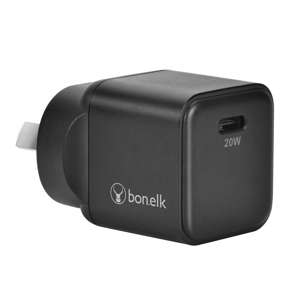 Bonelk 20W PD USB C GaN Fast Wall Charger with Easy Grip Cable - Compact & Powerful for iPhone 15/14/13, Samsung Galaxy, iPad - Perfect for Travel, Home & Office Use