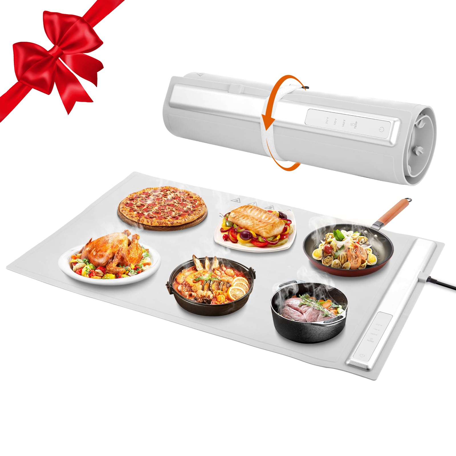 Electric Food Warming Mat - Portable Roll-Up Silicone Heating Tray with 3 Temperature Settings | Buffet Party, Sabbath, Family Gatherings & Daily Use | Keep Meals Warm for Home, Office & Outdoor Events