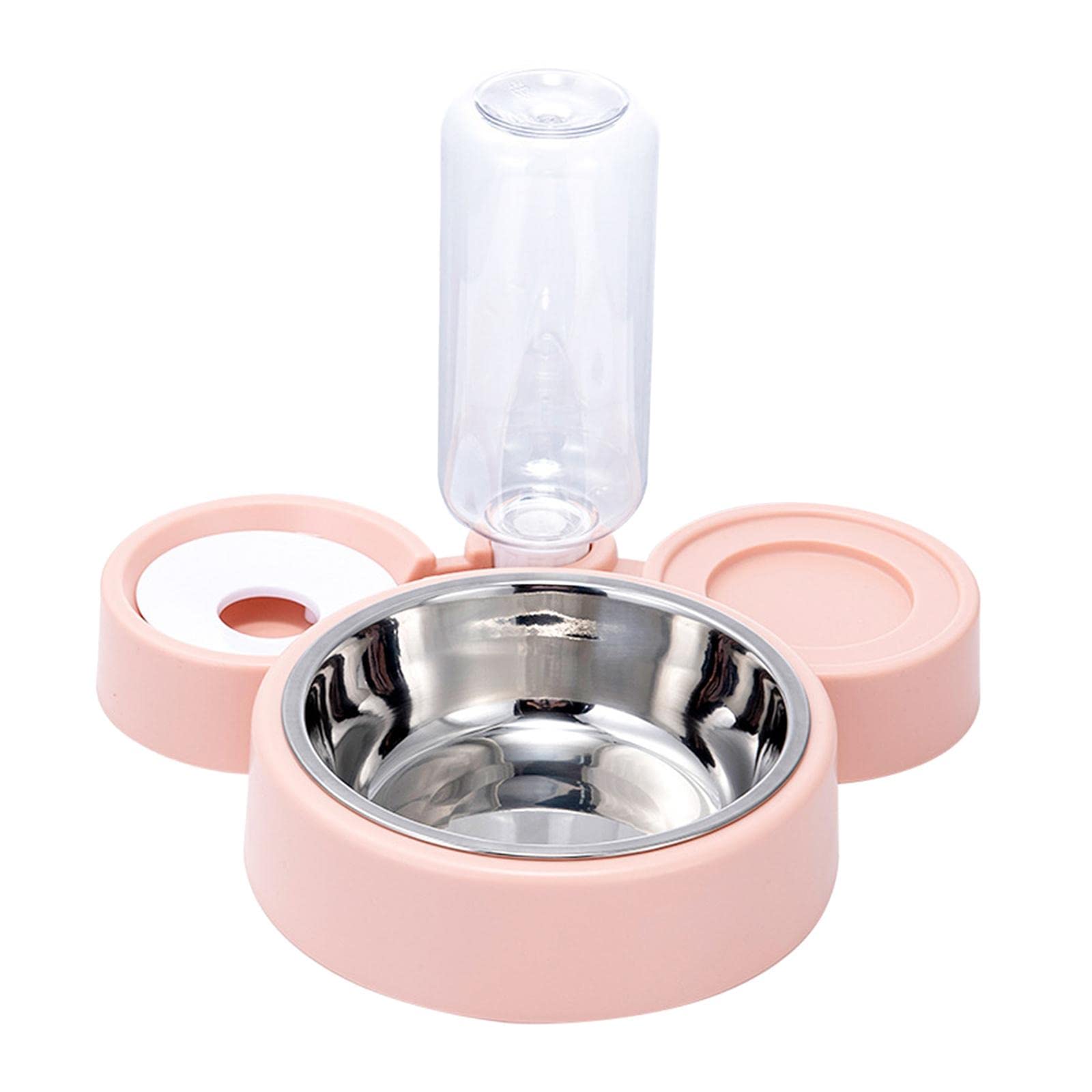 UJEAVETTE® Automatic Cat Feeder & Water Dispenser for Pets - Pink Food & Water Bowl for Dogs & Cats - Perfect for Home, Travel & Daily Feeding