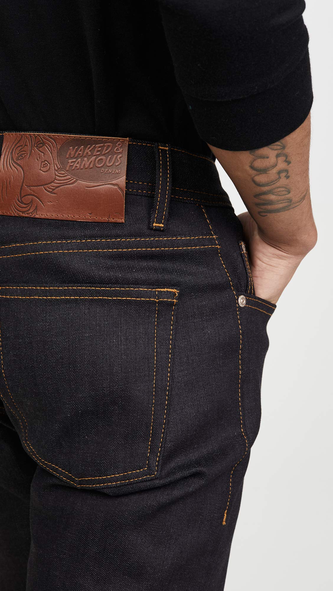 Naked & Famous Denim Men's Weird Guy Slim Tapered Fit Jean - Premium Raw Selvedge Denim for Casual Wear & Street Style