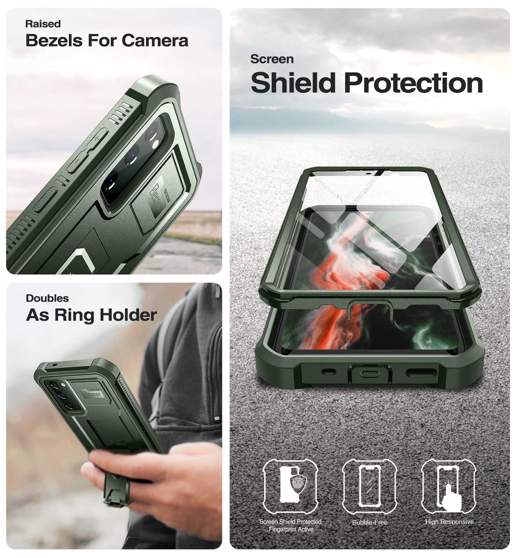 Dexnor Heavy Duty Shockproof Rugged Case for Samsung Galaxy S20 FE with Built-in Kickstand & Screen Protector - Perfect for Outdoor, Work, and Daily Protection
