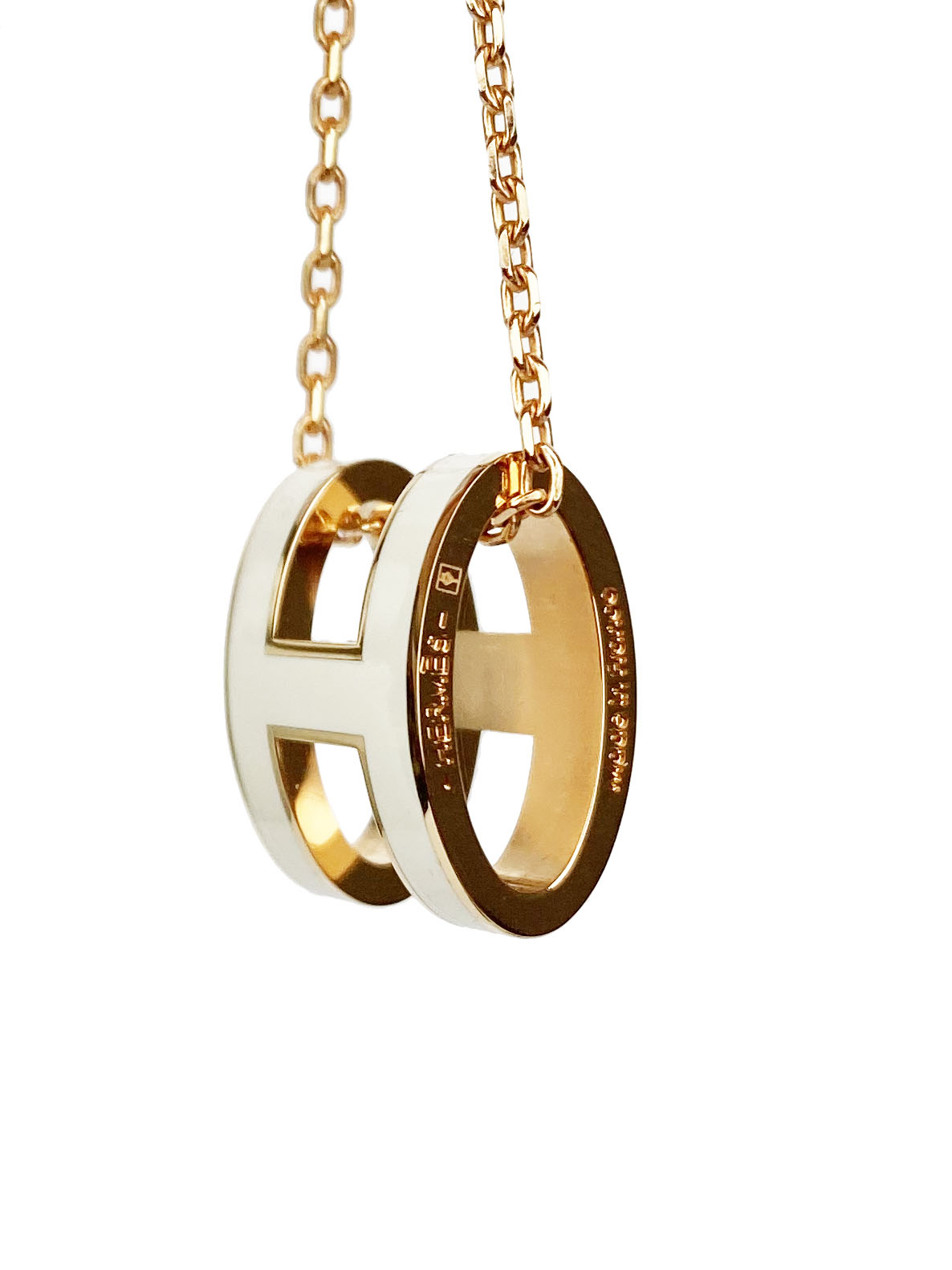 Hermes White & Rose Gold Pop H Necklace - Elegant Luxury Pendant for Women | Perfect for Parties, Weddings & Everyday Wear