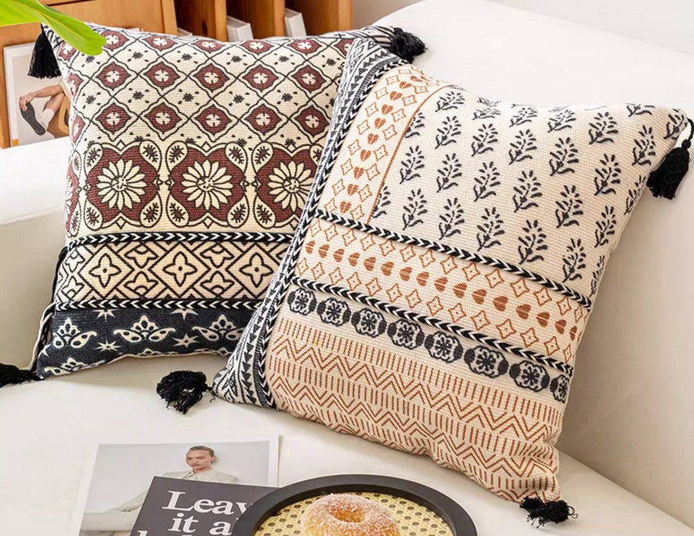 Bohemian Decorative Throw Pillows for Living Room - Modern Geometric Square Couch Pillows, Oriental Style Sofa Accent Pillows | Perfect for Home Decor, Lounge, Bedroom & Cozy Reading Nook
