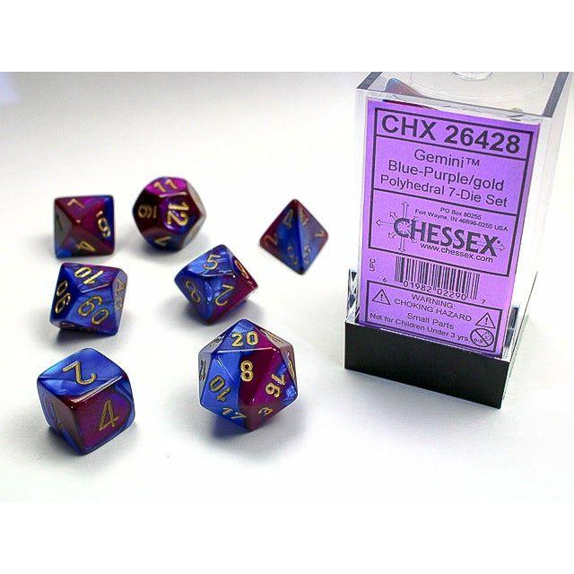 7-Piece Gemini Dice Set - Blue, Red & Gold Dice for D&D, RPG, Board Games & Tabletop Gaming