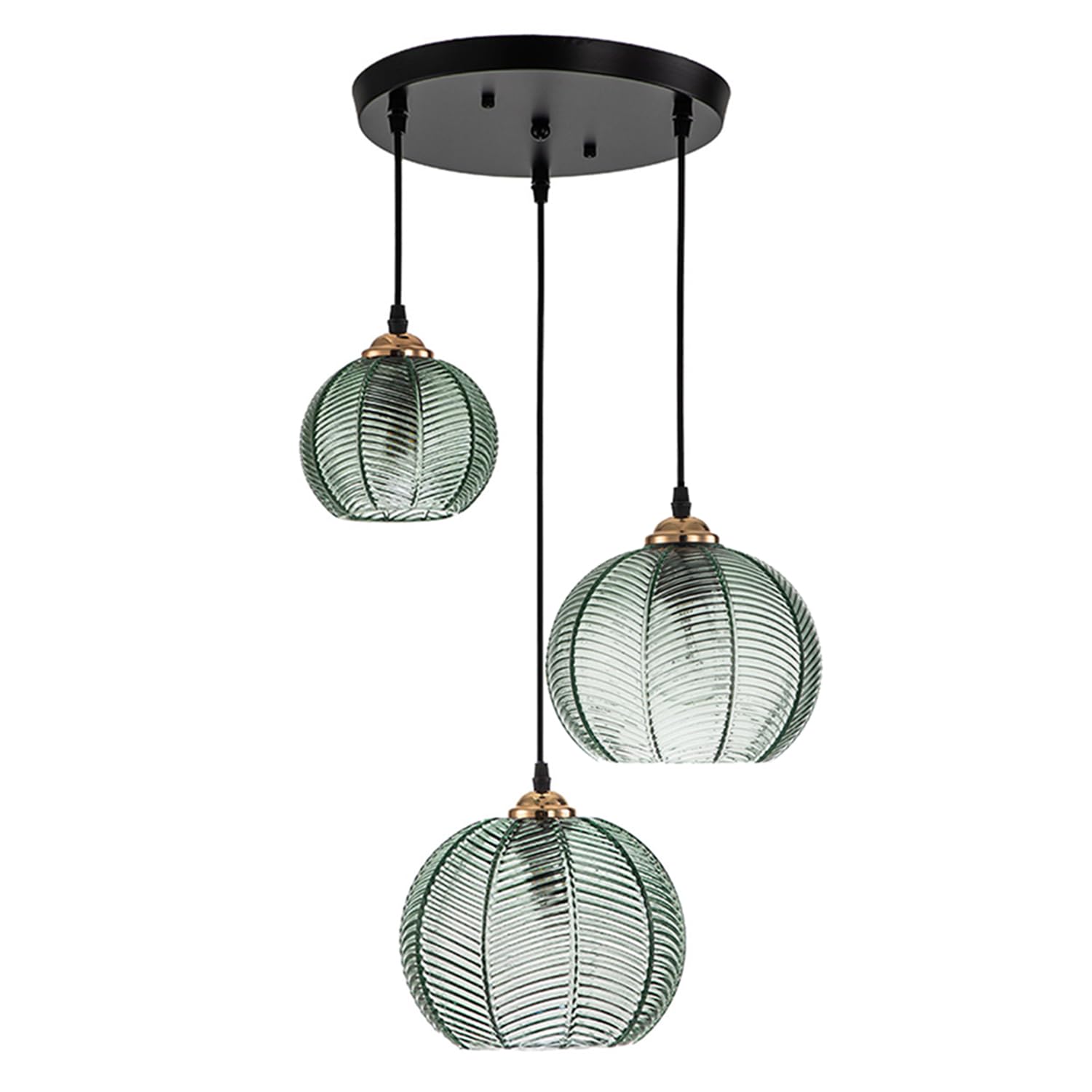 Modern 3-Light Pendant Lighting - Hand Blown Glass Shade Kitchen Island Hanging Light, Green Glass Chandelier for Dining Room, Bedroom & Living Room | Perfect for Home Decor, Kitchen Renovation & Interior Design
