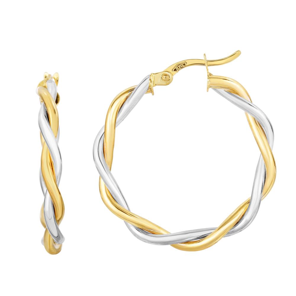 10K Gold Medium Polished Twist Hoop Earrings for Women - Classic Elegant Jewelry for Everyday Wear, Parties & Special Occasions