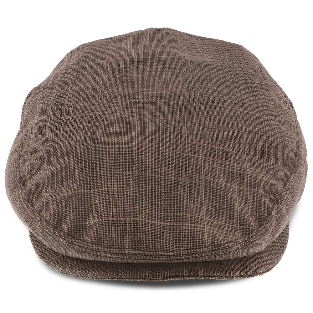 Brown Linen Ivy Cap for Men - Casual Outdoor Style