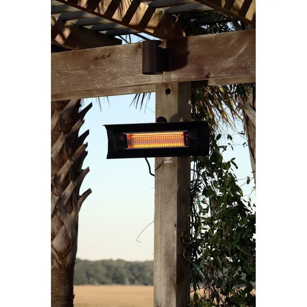 Black Steel Wall Mounted Infrared Patio Heater - Outdoor Space Heater for Patio, Deck & Garden - Perfect for Cold Weather & Entertaining Guests
