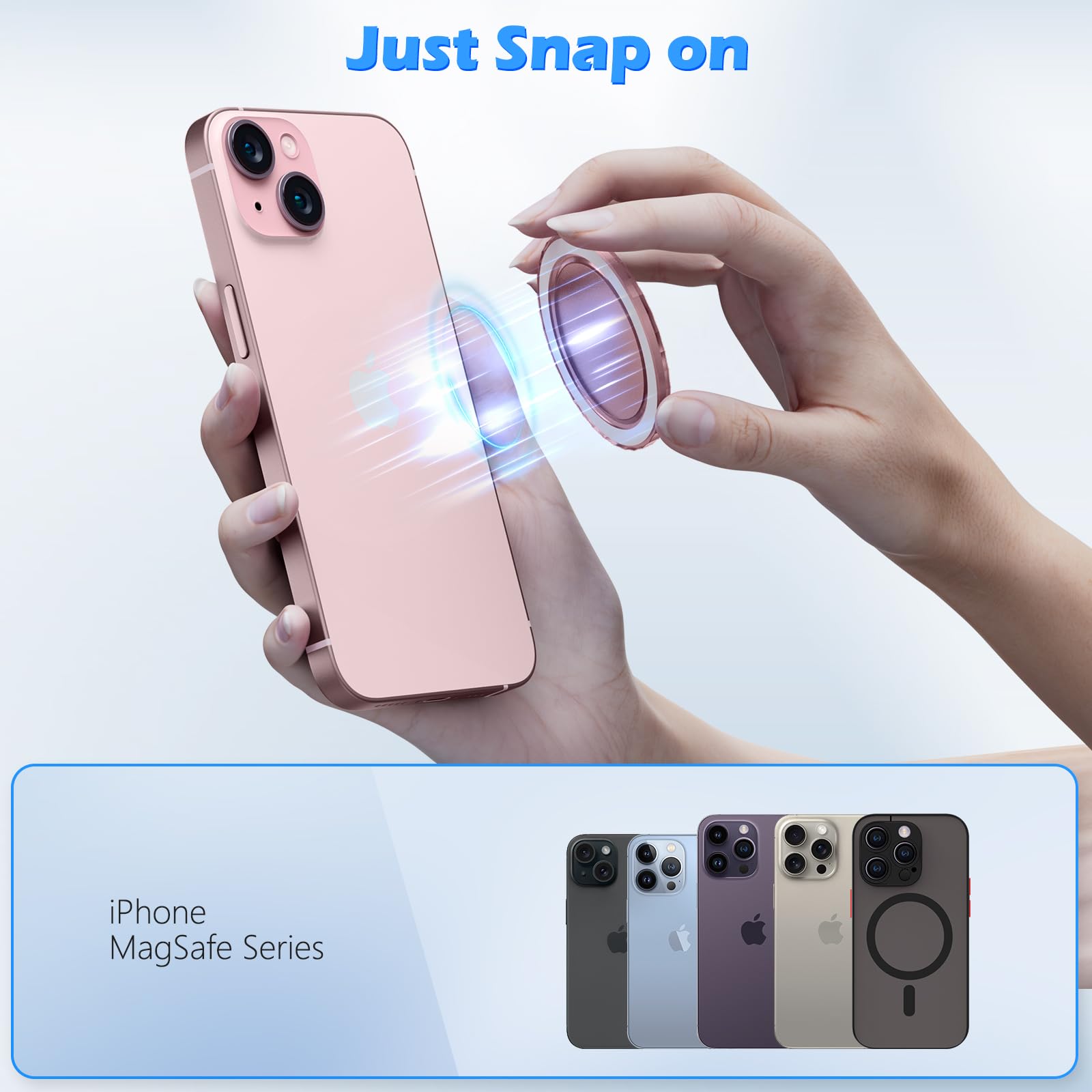Magnetic Base Compatible with PopSocket & MagSafe iPhone Cases - Removable Holder for Kindle/Phone - Thin & Light Portable Plate (Matte Pink) - Perfect for Car Mount, Desk Stand & Hands-Free Use