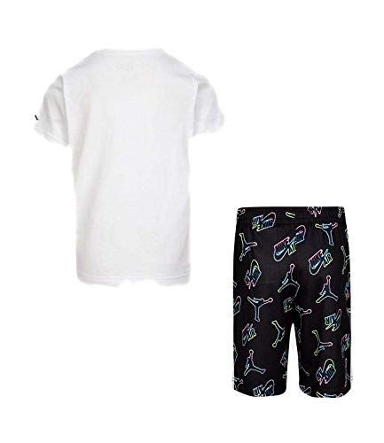 Nike Boys' Active T-Shirt & Shorts 2-Piece Athletic Outfit Set - Breathable Cotton Comfort Fit (White/Black, Size 6) for Sports, Playground & Everyday Wear