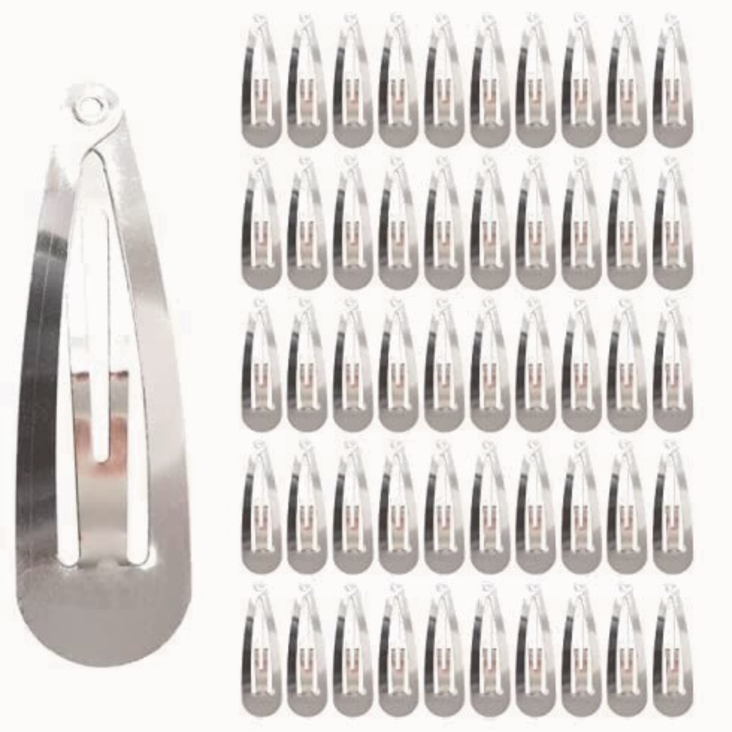 Anti-Rust Metal Snap Hair Clips for Women & Girls | Non-Slip Reusable Barrettes for All Hair Types | 4.9cm Silver Hair Accessories (25pcs) | Perfect for School, Work, Parties & Everyday Styling