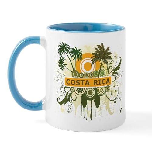 White/Blue Inside - Palm Tree Costa Rica Mug