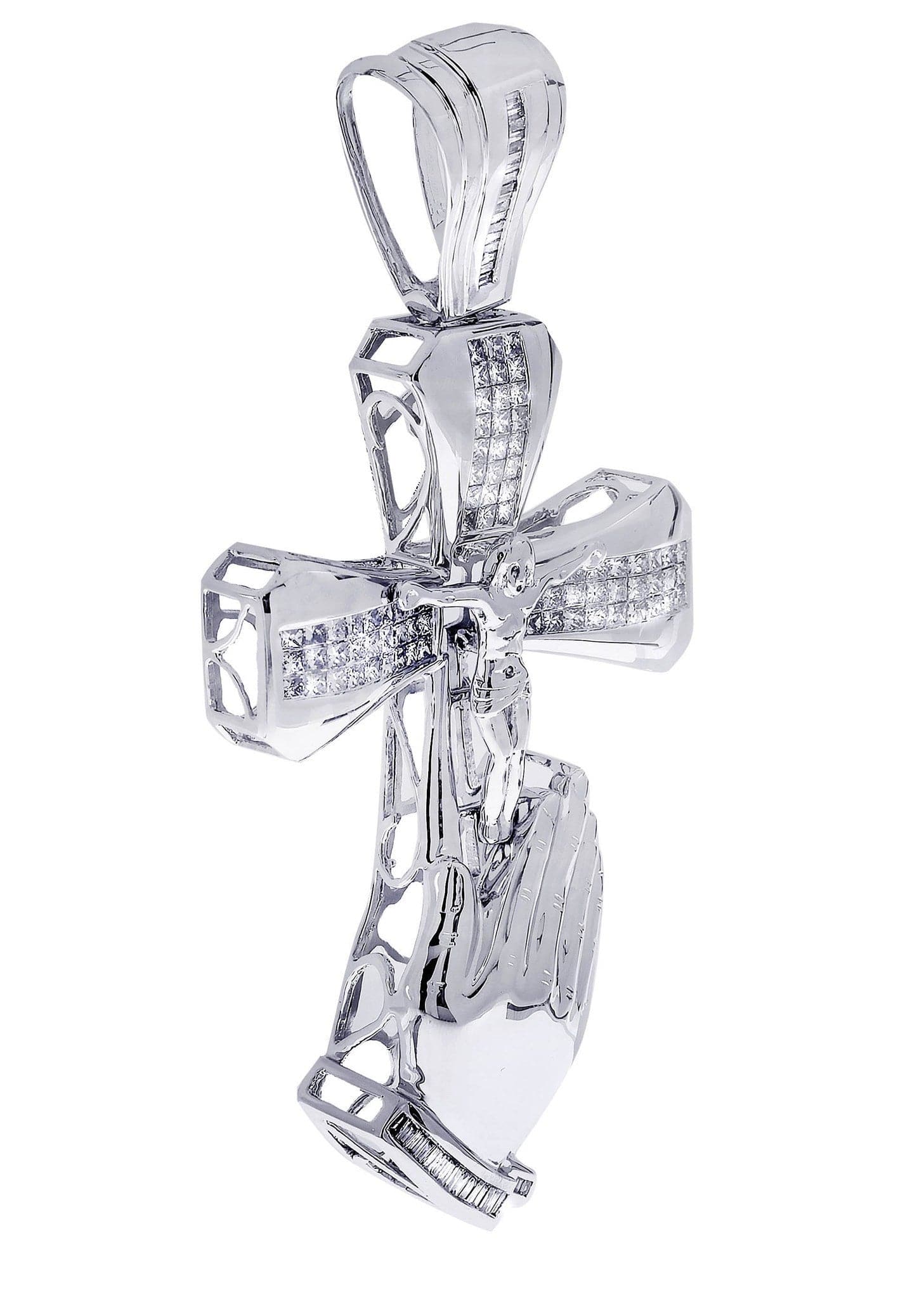 3.6 Carat Diamond Cross Pendant Necklace - 33.37 Grams Solid Gold Religious Jewelry for Women & Men - Perfect for Baptism, First Communion, Confirmation & Everyday Wear