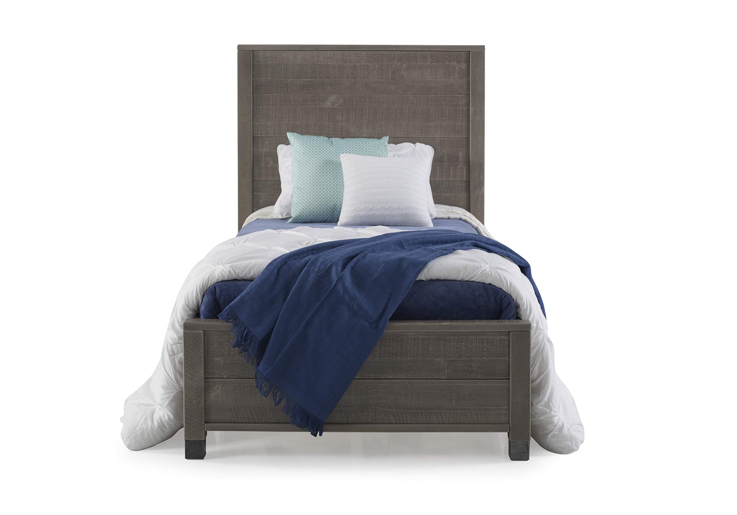 Camaflexi Baja Platform Bed Frame - Twin Size, Grey Wooden Finish - Modern Minimalist Bed for Small Spaces, Kids & Guest Rooms