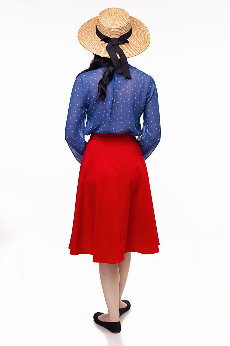 Charlotte Red Skirt for Women - Elegant A-Line Midi Skirt for Office, Party & Casual Wear | Perfect for Work, Date Night & Everyday Outfits