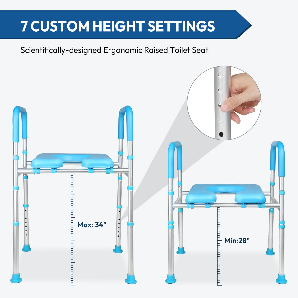**Premium Raised Toilet Seat Riser with Handles – Adjustable Height & Width, Supports Up to 400 lbs – Stable Elevated Commode Seat with Cozy Padding – Ideal for Seniors, Handicapped & Pregnant Women – Perfect for Bathroom Safety & Mobility Assistance**    *(Use Case: Enhances comfort and safety for elderly, disabled, or post-surgery users, providing secure toilet access with ergonomic handles and padded support.)*
