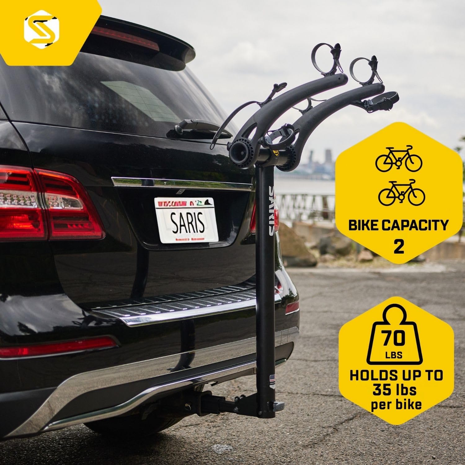 Saris Bones 2-Bike Hitch Rack Bicycle Carrier - Foldable & Tilting Base for Easy Storage | Perfect for SUVs, Trucks & Road Trips | Secure Bike Transport for Cycling Enthusiasts