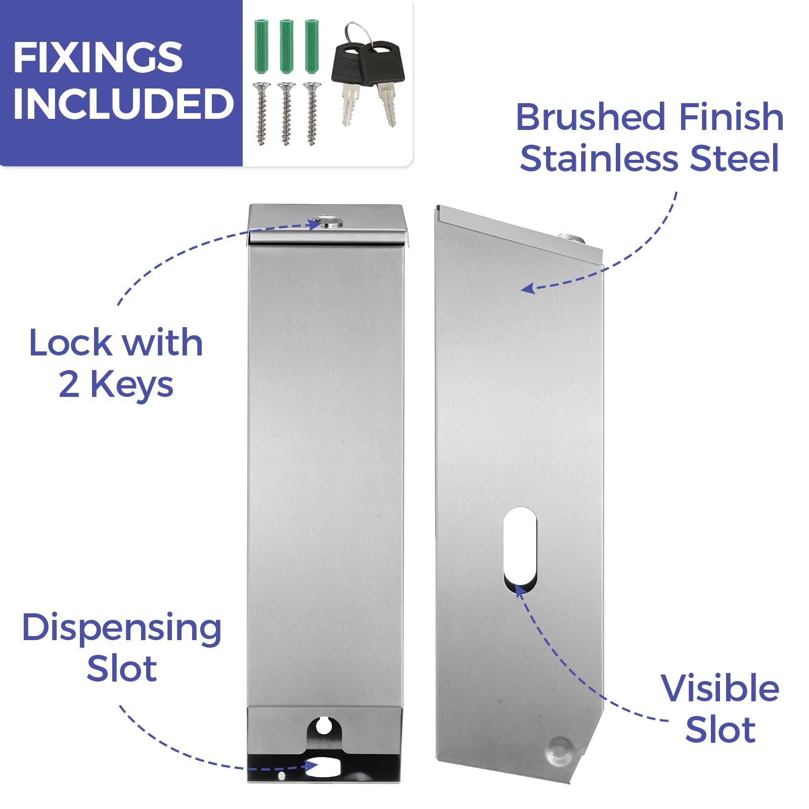 Triple Roll Commercial Toilet Paper Dispenser - Heavy Duty Stainless Steel 3-Roll Tissue Holder with Key Lock & Satin Finish | Wall Mount for Restrooms, Offices & Industrial Facilities