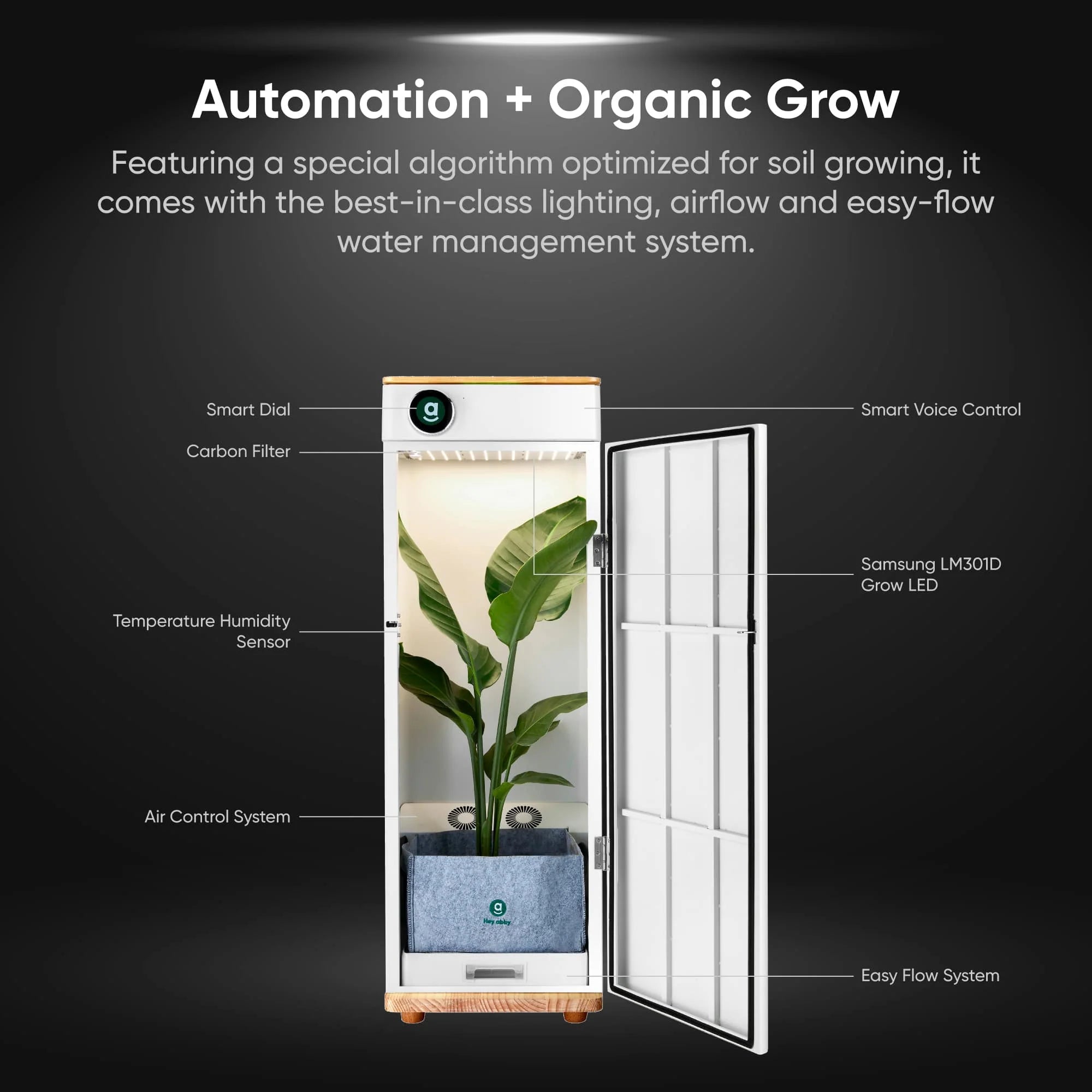 Hey abby Soil Edition Automated Grow Box System - Indoor Hydroponic Gardening Kit with 3-Month Subscription - Perfect for Home, Office & Small Space Herb Planting