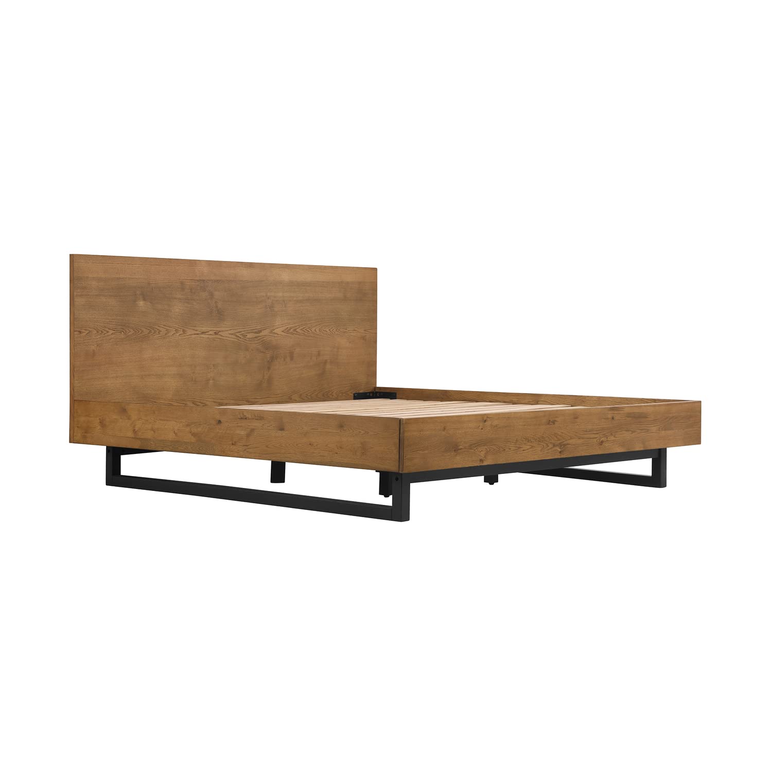 Armen Living Aldo 3-Piece Platform Bedroom Set with Bed Frame and Nightstands, Brown - Perfect for Modern and Minimalist Bedroom Decor