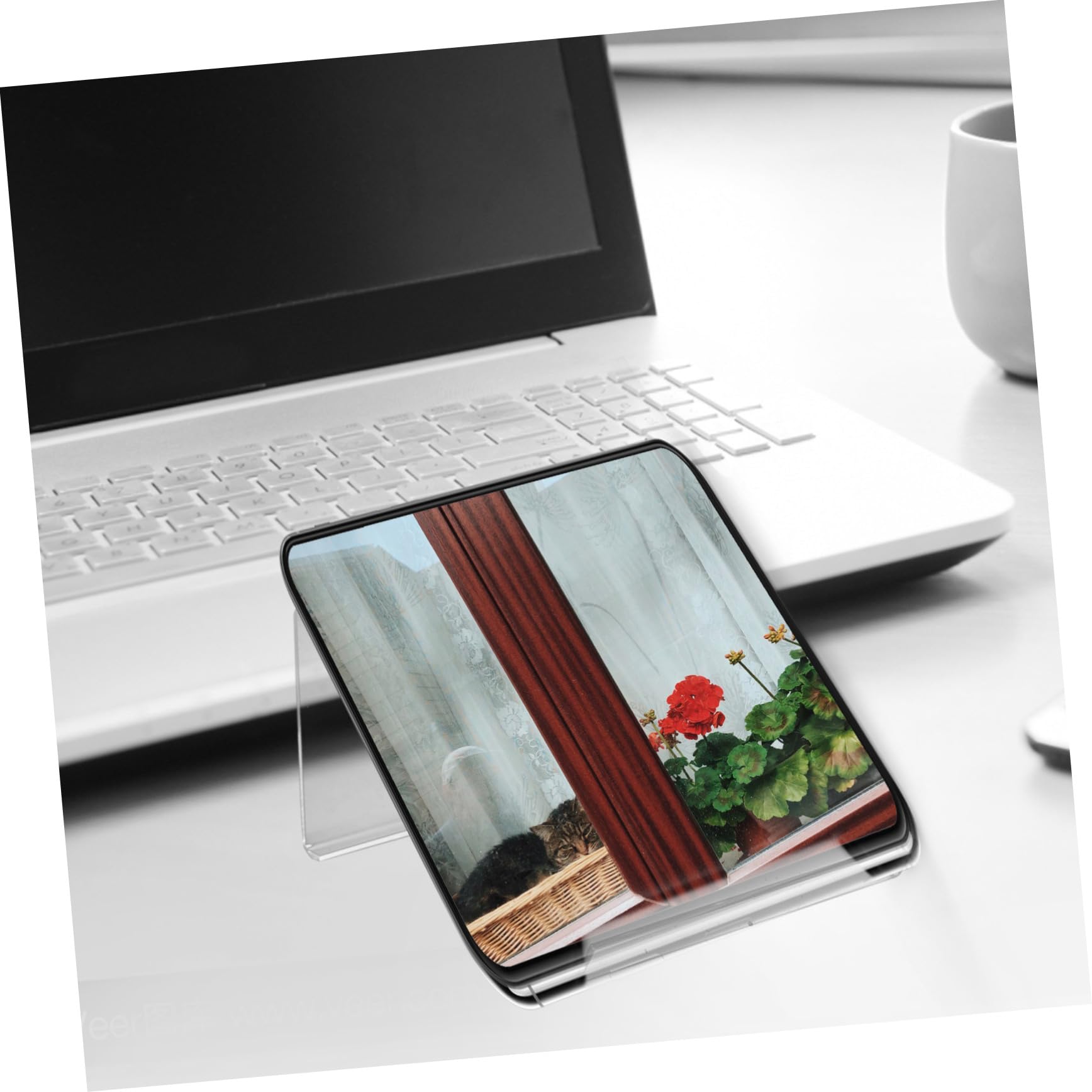 Elegant Acrylic Book Holder & Phone Stand - Adjustable Desktop Organizer for Office, Home, and Reading | Perfect for Work, Study, and Video Calls