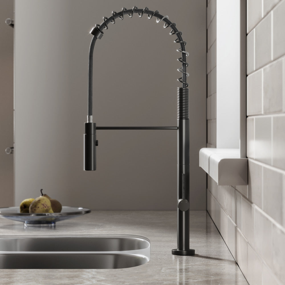 Matte Black Single Handle Pull Down Kitchen Faucet - Modern Chalet Design for Sink, Dishwashing & Cooking | High Arc Spout, Easy Installation
