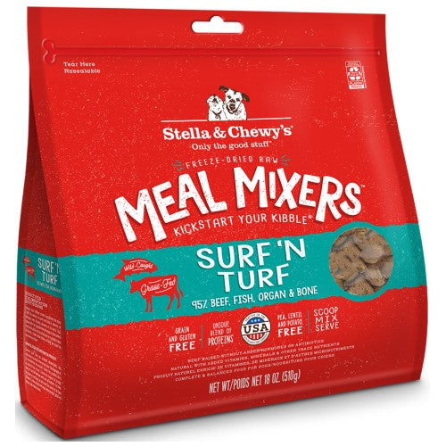 Stella & Chewy's Freeze Dried Surf & Turf Dog Food Meal Mixers - Grain Free Raw Protein for Small & Large Dogs - Perfect for Topping Kibble or as Training Treats