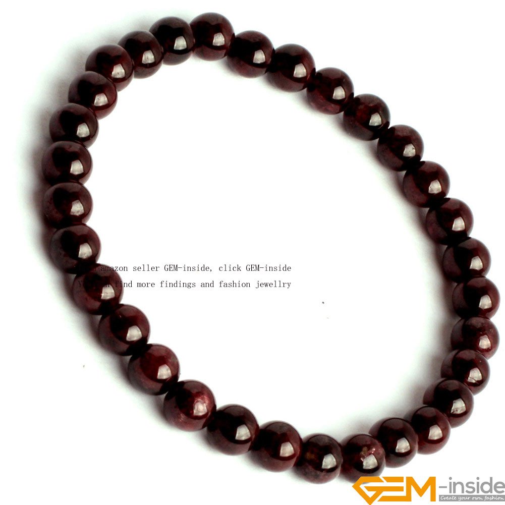 Natural Smooth 6mm Red Wine Garnet Beads Stretchy Rope Bracelet - Handmade Adjustable 7.5 Inch Jewelry for Women | Perfect for Parties, Weddings & Everyday Wear