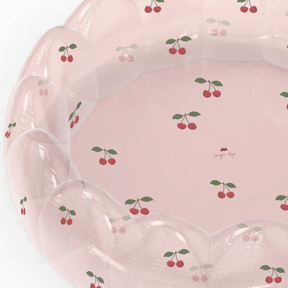 KONGES SLØJD Large Kids Shell Indoor/Outdoor Pool Toy - Transparent Cherry Design, 160cm Diameter - Perfect for Beach, Backyard & Water Play