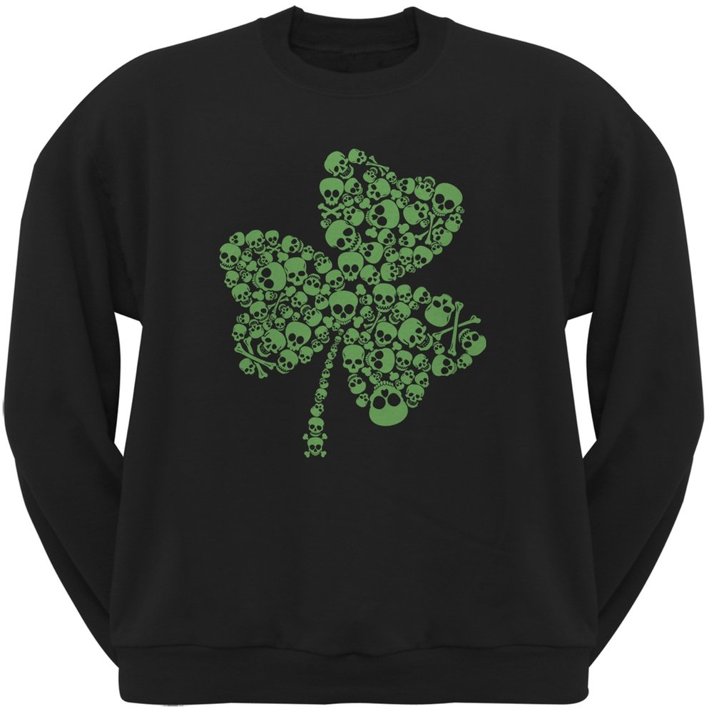Old Glory St. Patrick's Day Skull Shamrock Black Adult Sweatshirt - Large Size - Perfect for Irish Festivals, Pub Crawls & Holiday Celebrations