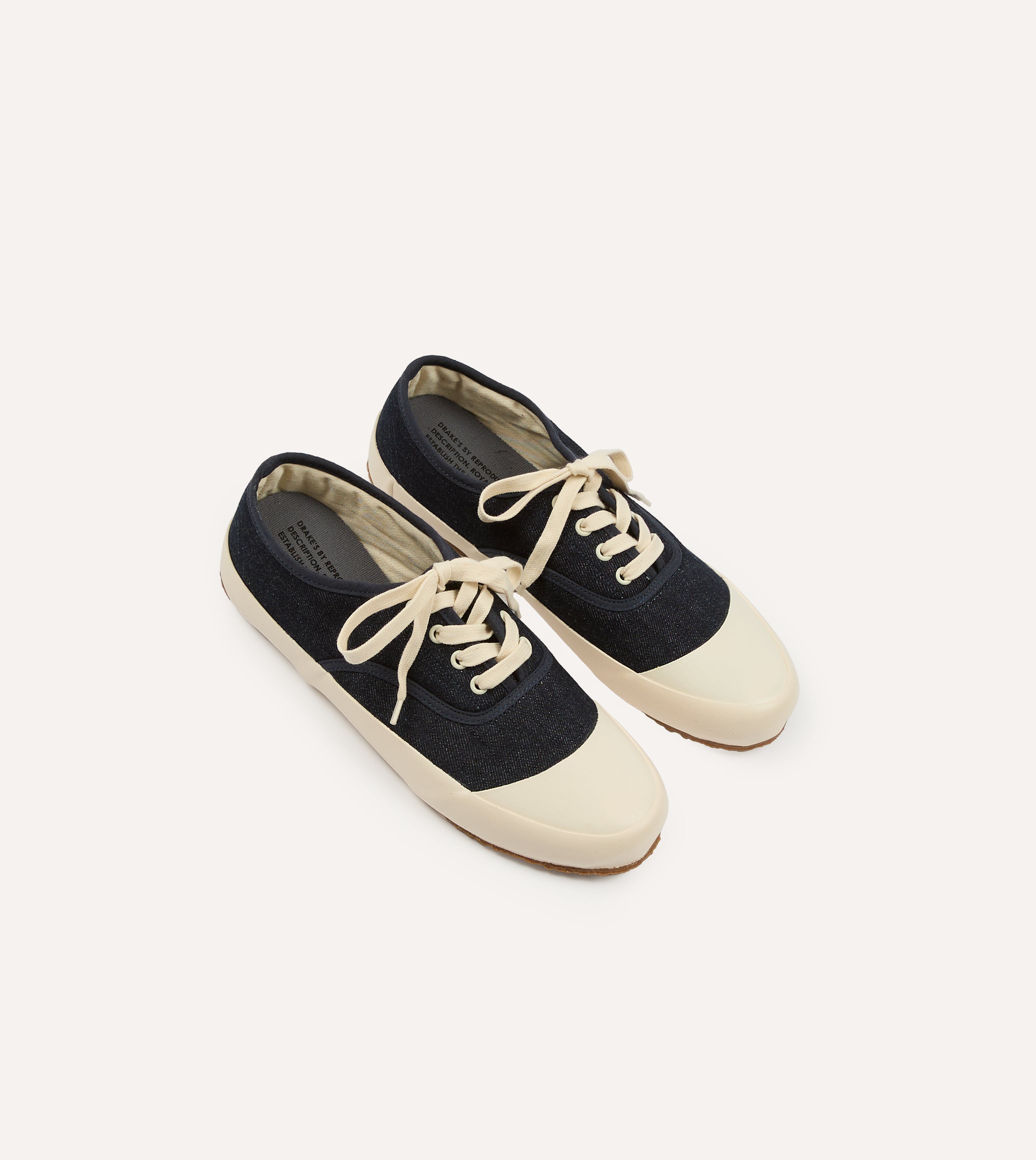 Vintage Denim Military Trainer Shoes by Drake's - Authentic Reproduction of Found Denim - Perfect for Casual Wear, Outdoor Adventures & Street Style Fashion