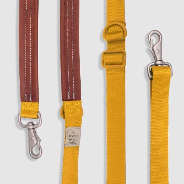 Durable Sputnik Multi-Function Reflective Yellow Dog Leash for Small & Large Dogs - Adjustable for Walking, Running & Outdoor Adventures