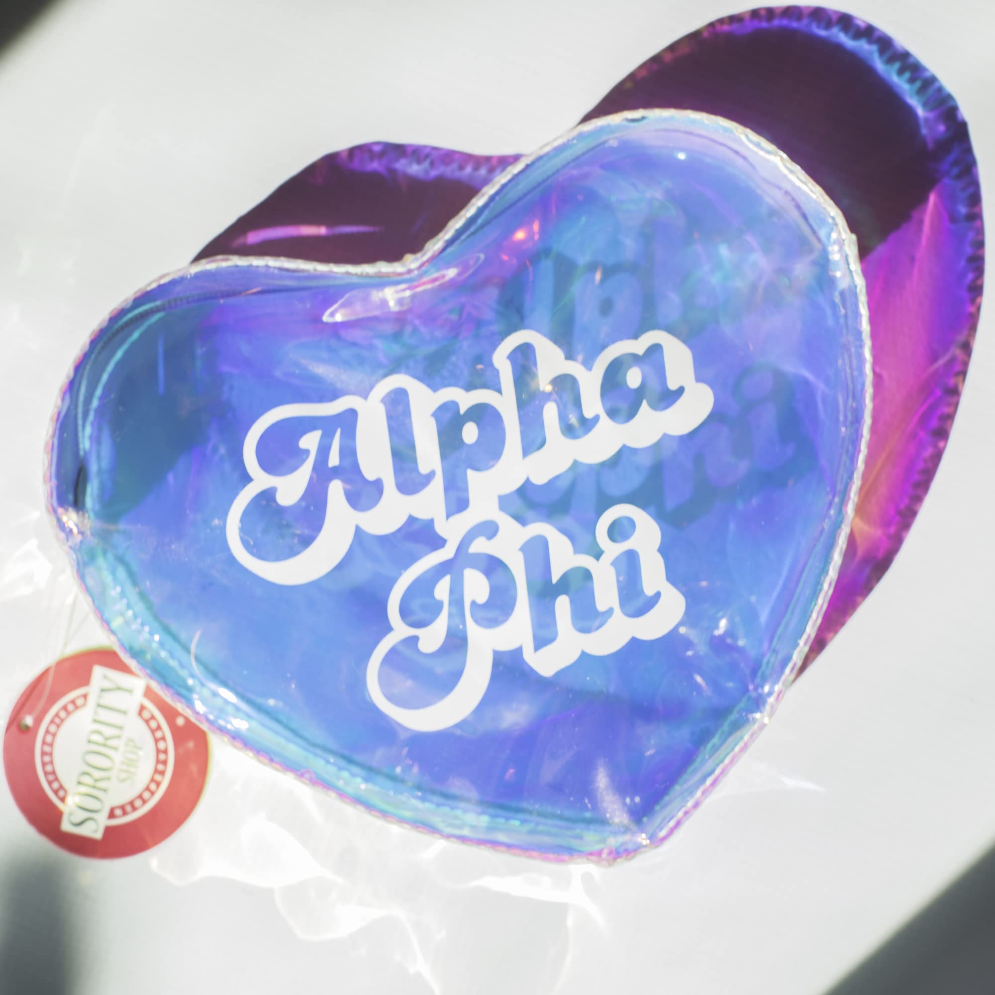 Delta Gamma Heart Shaped Makeup Bag - Sorority Cosmetic Pouch for Sisters | Perfect for Travel, College Dorm & Greek Life Accessories