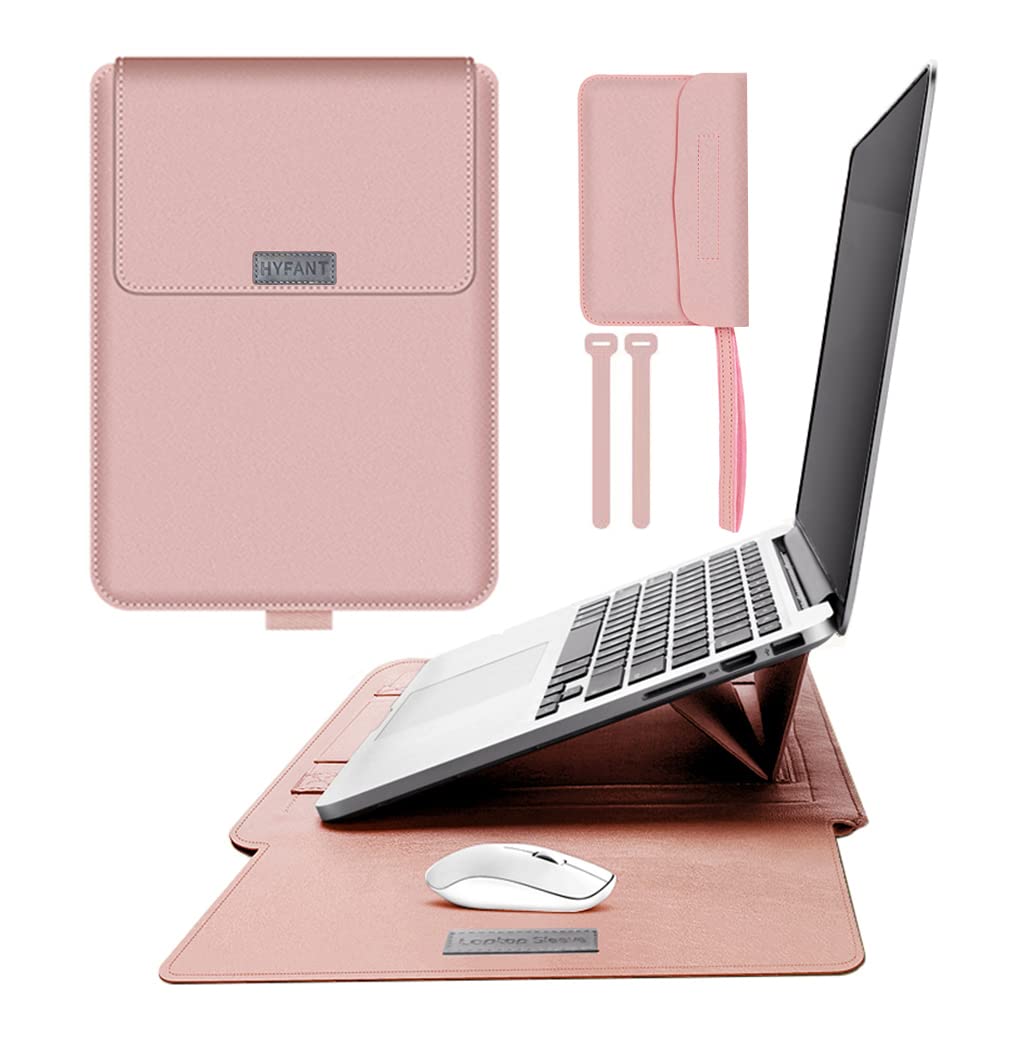 Premium Artificial Leather Laptop Sleeve with Foldable Stand - Ultra Thin Protective Case for MacBook Air/Pro, Dell, Lenovo, HP, Samsung, Asus & Acer Chromebook 11-12 Inch - Perfect for Work, Travel & School